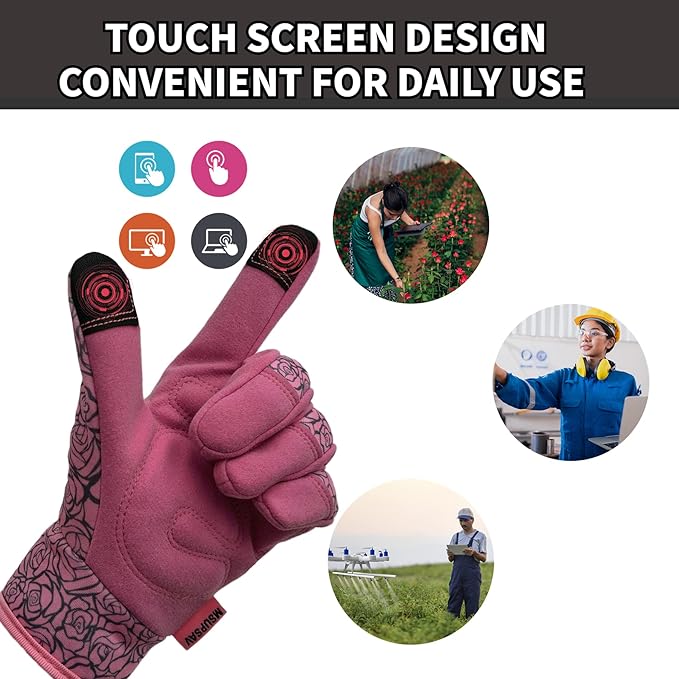 Thorn Proof&Puncture Resistant Gardening Gloves with Grip,Garden Gloves for Women, Leather Work Gloves,Gifts