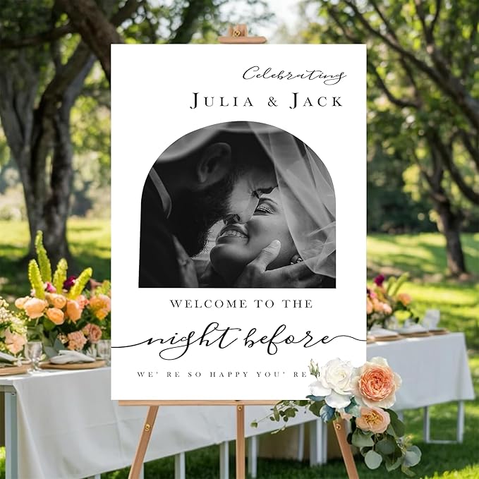 Personalized Rehearsal Dinner Welcome Sign, The Night Before Welcome Sign, Wedding Rehearsal Party Home Decor, Rehearsal Dinner Sign, Elegant Welcome Sign, Wedding Decorations Ceremony #2