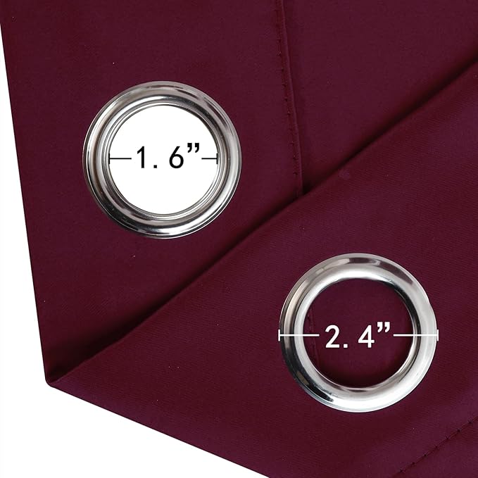 LEMOMO Blackout Curtains 52 x 120 Inch Long Burgundy Red Curtains Set of 2