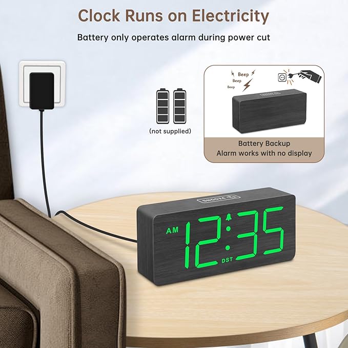 DreamSky Wooden Digital Alarm Clock
