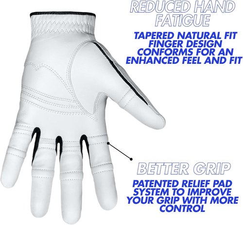 Bionic Men's StableGrip 2.0 Golf Glove - Premium Cabretta Leather in Grey for Enhanced Performance