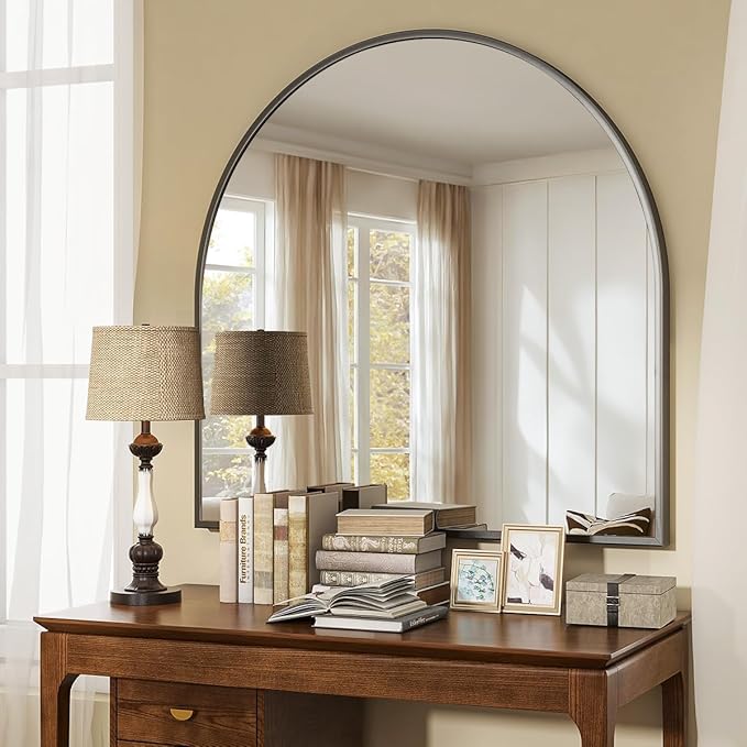 VooBang Wide Arched Wall Mirror, 31 x 32 inch Arch Bathroom Mirror, Wall
