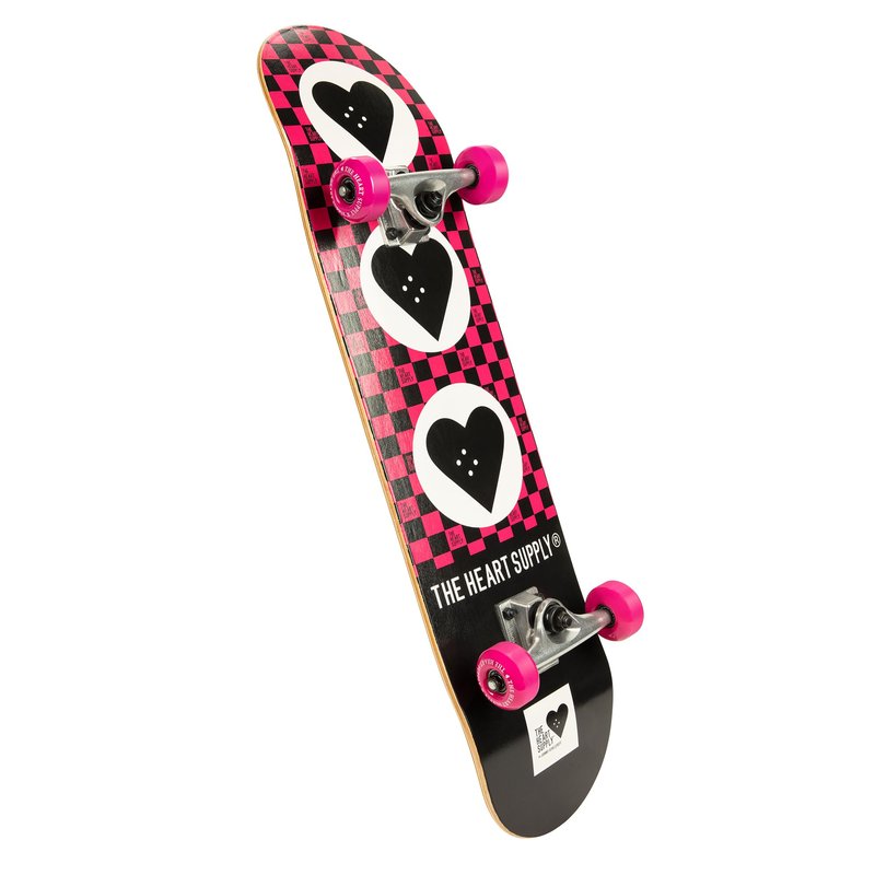 The Heart Supply Complete Skateboard Team Checkerboard 31.35" x 8.0" 7-Ply Maple Blend Construction Full concave, 54mm Wheels, Max Weight 220lbs