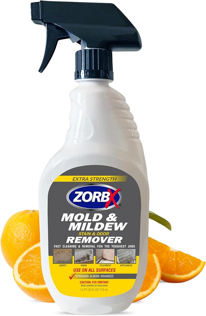 ZORBX Extra Strength Remover & Cleaner Spray 24 FL Oz ?€? Scrub Free Formula - Bleach Free Stain & Smell Eliminator for Shower, Bathroom, Ceiling, Carpet, Cars, Walls & Wood