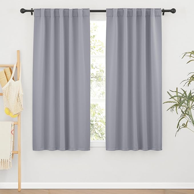 RYB HOME Bedroom Curtains, Room Darkening Thermal Insulated Curtain Back Tab