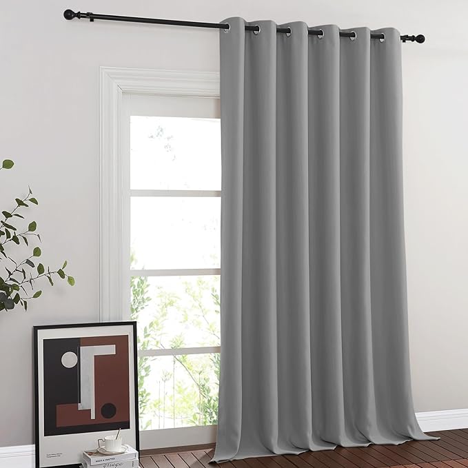 NICETOWN Blackout Silver Grey Sliding Door Curtains 90 inch Length, Thermal