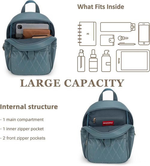 Montana West Anti-Theft Backpack Purse Set - 3 Pcs Small Quilted Design for Women