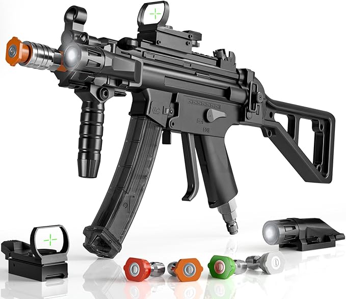 MP5 Model Pressure Washer Gun with Swivel & 4 Nozzles, 3600 PSI High Pressure Spray Gun with 3/8" Quick Connect Plug, Swivel Gun Compatible with Foam Cannon, Power Washer Accessories (Black)