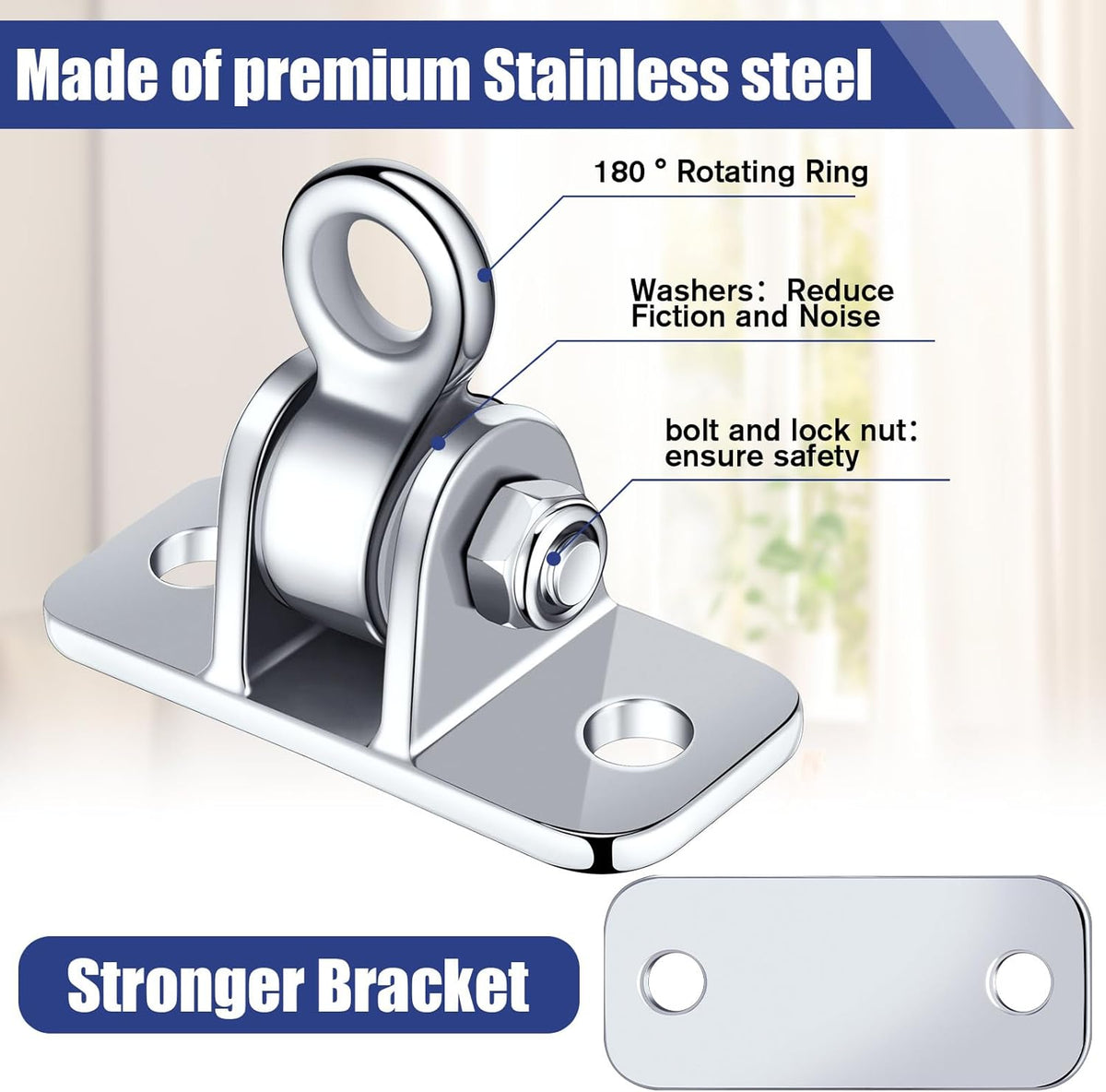 Tandefio Swing Hangers - Heavy-Duty 1800 lb Capacity for Indoor/Outdoor Use | Stainless Steel Finish