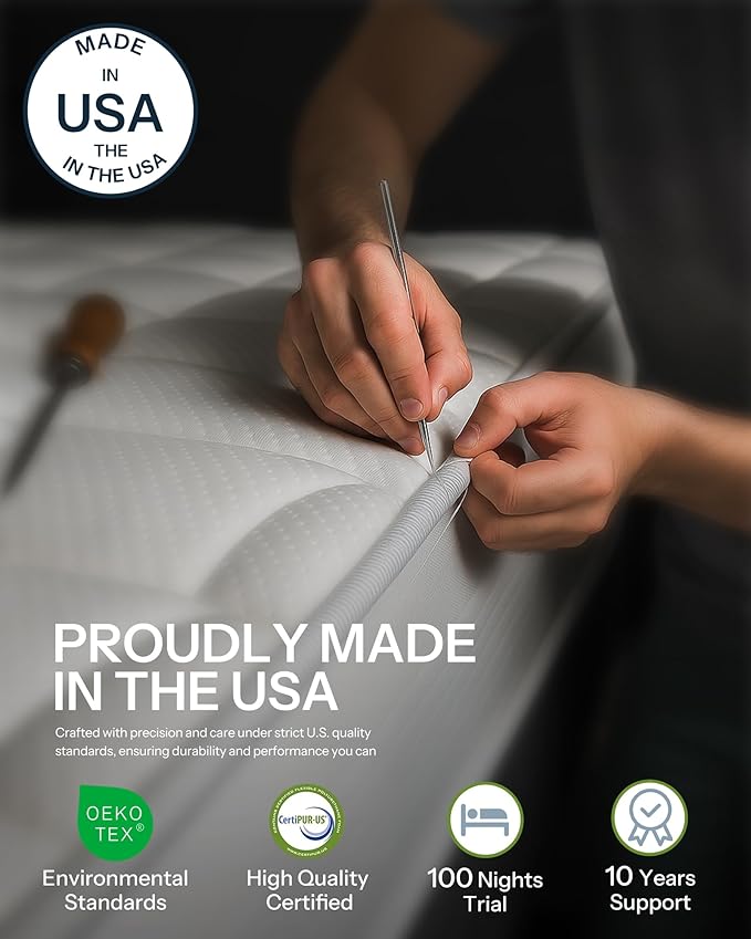 8 Inch Full Mattress, Cooling Memory Foam Full Size Mattress, Motion Isolation in Made in USA Mattresses in a Box, Fiberglass Free, Medium Firm, CertiPUR-US Certified, Pressure Relief, CY-8-F