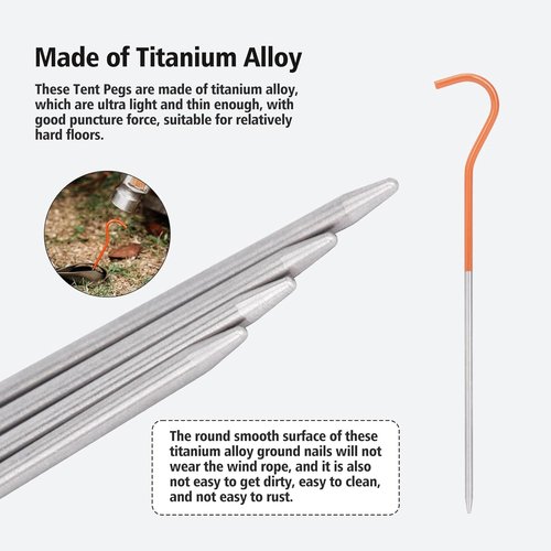 iBasingo 12pcs/lot Titanium Alloy Pegs Outdoor Camping Tent Stakes Portable Elbow Grass Tent Nail A-Ti4001P