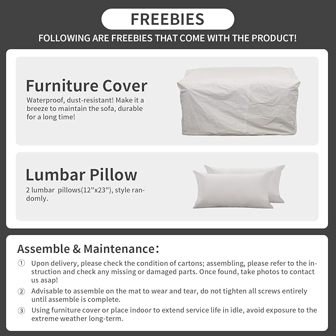 Rattaner Outdoor Furniture Loveseat Sofa Patio Furniture Small Sofa 2 Seater Couch with Anti-Slip Cushions Lumbar Pillow and Waterproof Cover, Grey