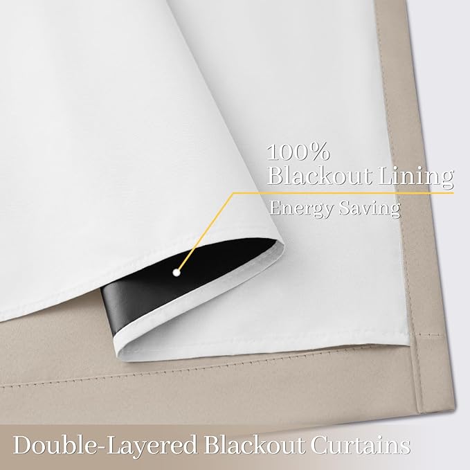 Yakamok 100% Blackout Curtain Panels 84 inches Cold and Light Blocking Drapes