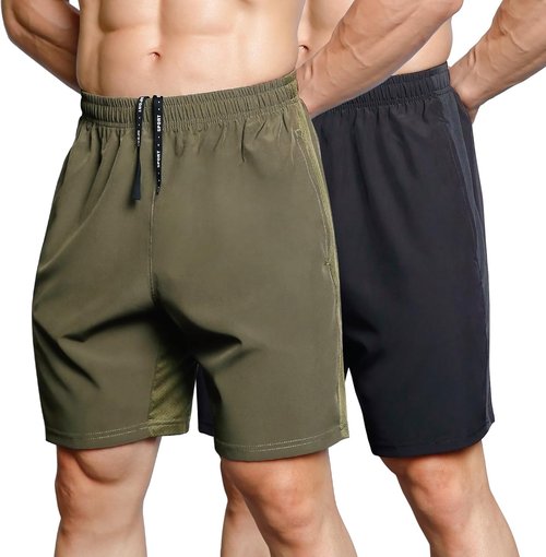 Gaglg Men's Athletic Shorts - Quick Dry 7" Running Shorts with Zipper Pockets | 2 Pack