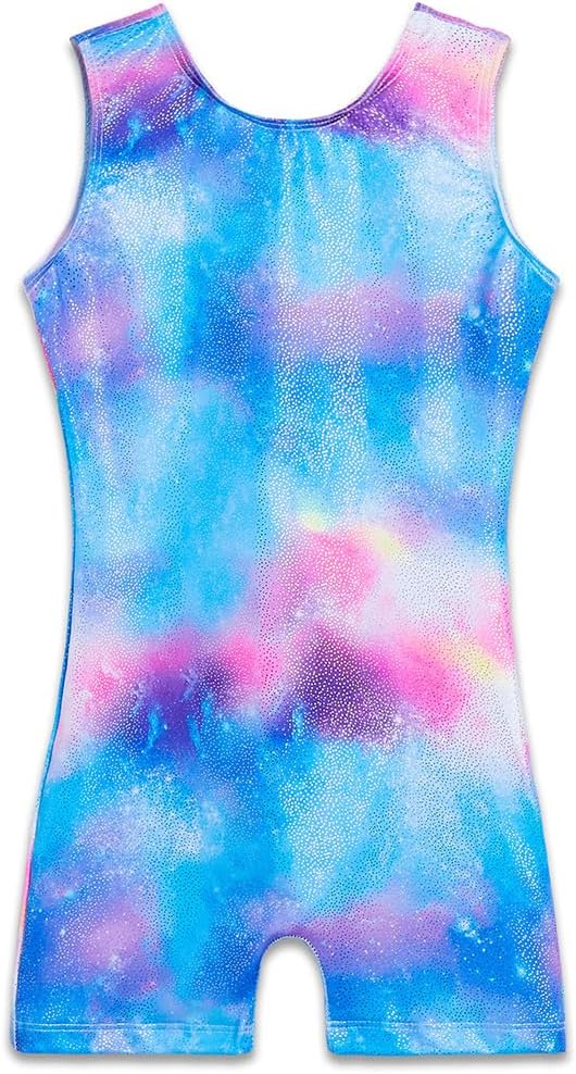 TENVDA Gymnastics Leotards for Girls 2-12 Years Old Sparkly Multicolor Kids Tumbling Biketards Unitard