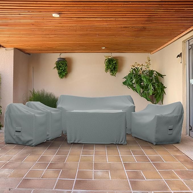 Covers & All Patio Furniture Cover, 5 Piece Outdoor Furniture Covers, Water-Repellent UV & Weather-Resistant Covers for Sofa, Loveseat, Chairs & Coffee Table