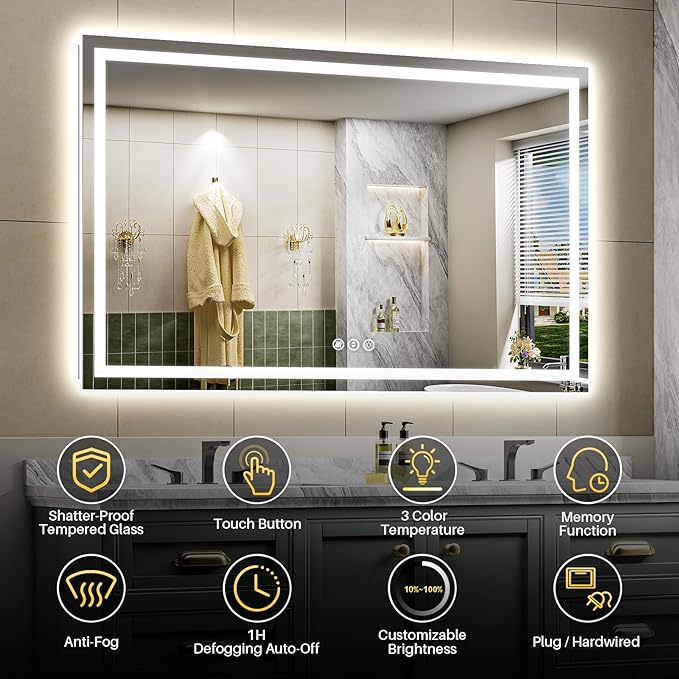 Briivue 68x40 Inch LED Bathroom Mirror