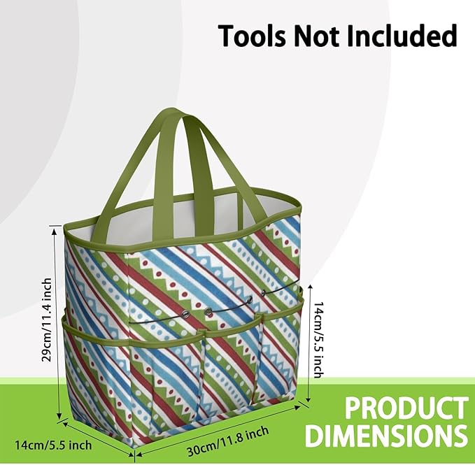 Boho Garden Tool Bag - Waterproof Floral Garden Tote with 8 Pockets, Large Storage Home Organizer Gardening Tool Oxford Bag for Garden Tools Kits Holder, Ideal Outdoor Gardening Gift for Women & Men