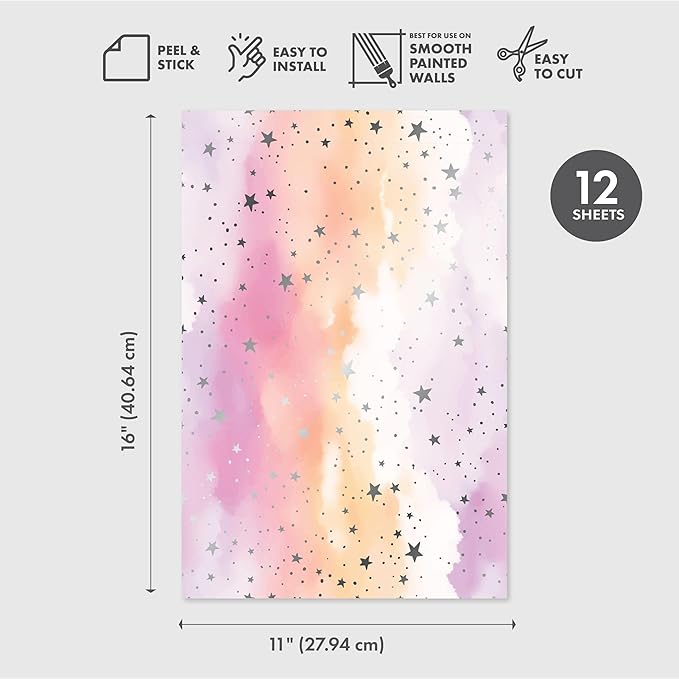 Main Street Peel and Stick Wallpaper Eco-Friendly Sheets 12 Pack, 11 X 16 Inch