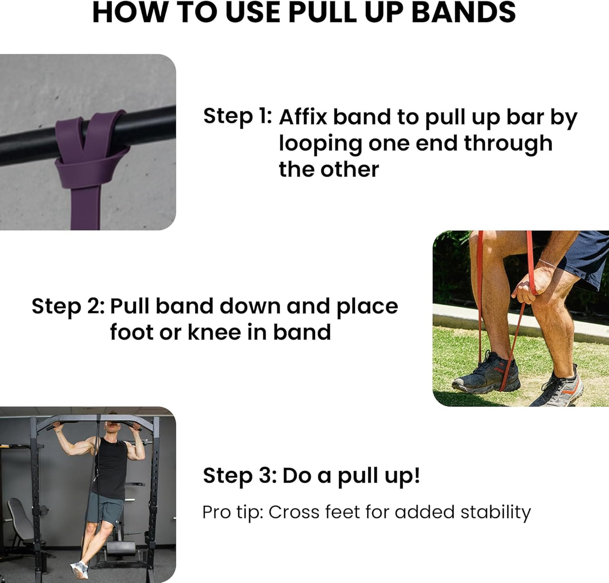 Pull Up Resistance Bands for Functional Fitness | 5-15 lbs Stretch Bands for Workouts