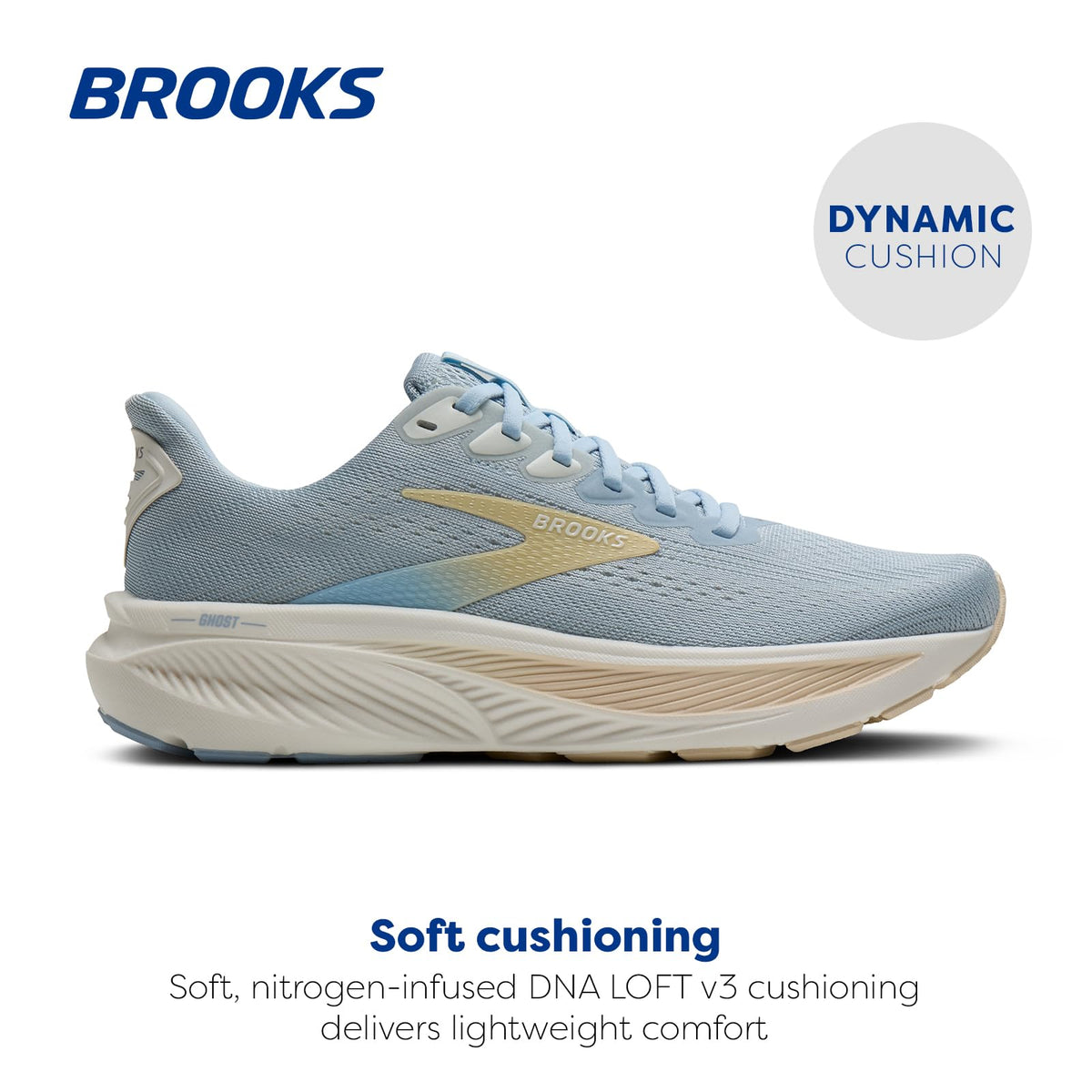Brooks Women’s Ghost 17 Neutral Running Shoe - Skyway/Coconut/Sand - 6.5 Medium