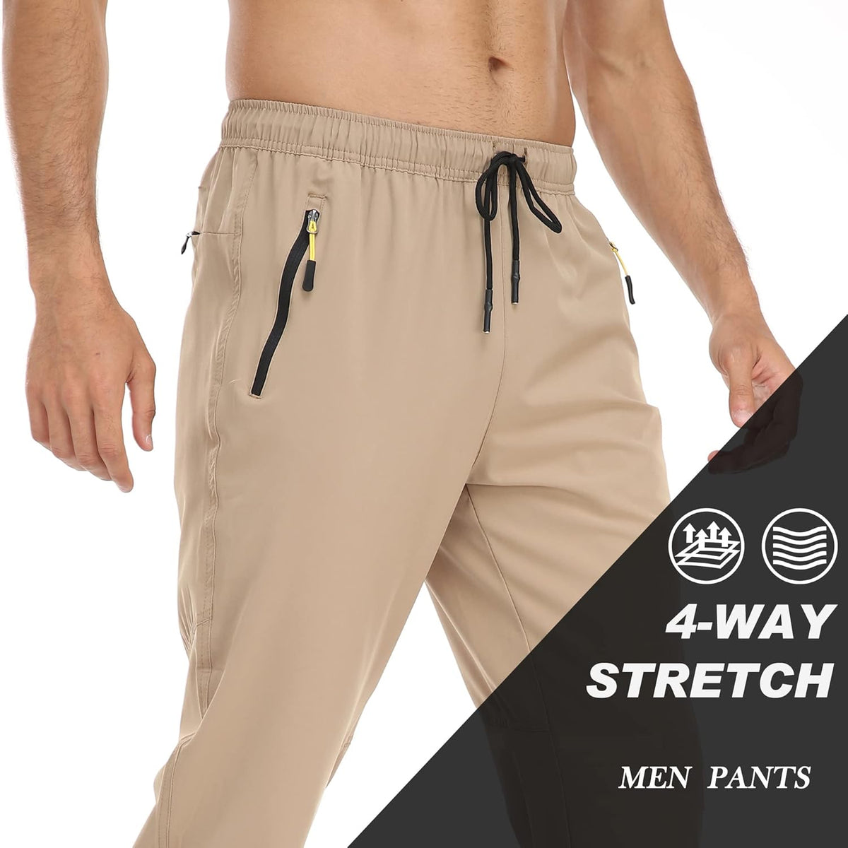Rapoo Men's Lightweight Athletic Pants - Quick Dry with Zipper Pockets for Travel | Versatile Comfort