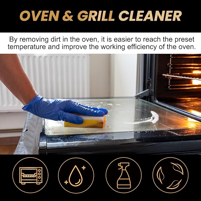 Oven and Grill Cleaner, Heavy-Duty Degreaser Spray for Kitchen Stoves, BBQ Grills, 100ml/3.38 fl oz, Professional Strength Grease Remover (10.14 Fl Oz)