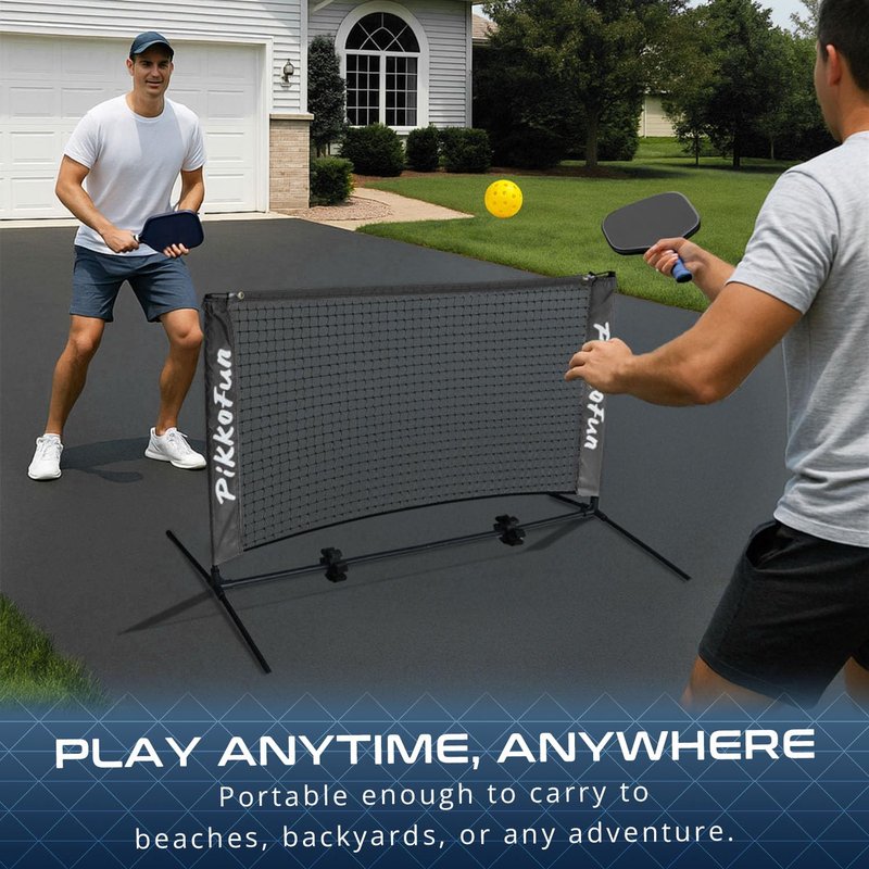 PIKKOFUN Mini Pickleball Net (5 FT Wide), Small Portable Dink Practice Net for Indoor & Outdoor, 60-Second Tool-Free Setup, Carry Bag Included, Pickleball Gifts for Women & Men, Black Net