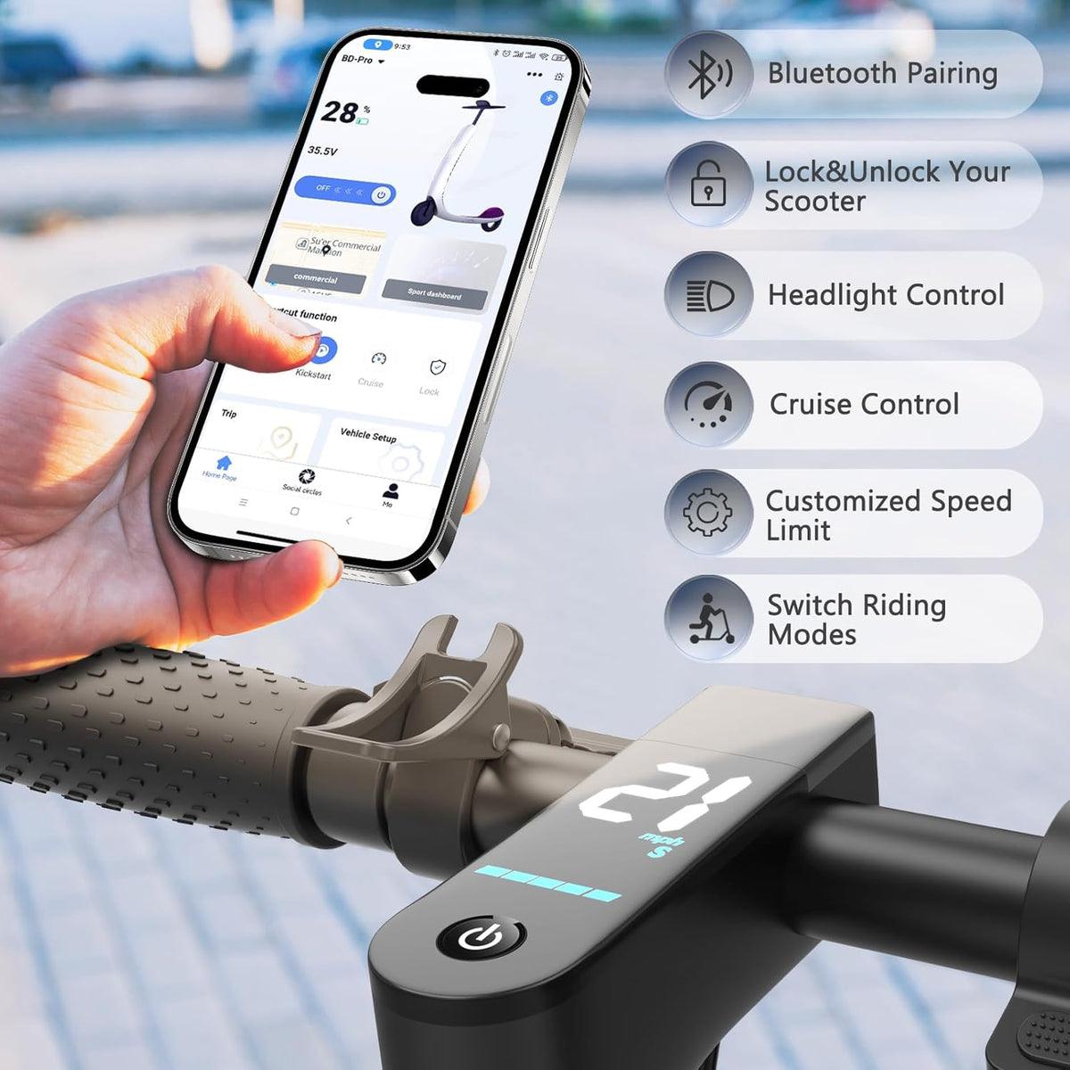 VOLPAM Electric Scooter for Adults - 500W Motor, 23 Miles Range, 19 MPH Speed | 10" Foldable Design