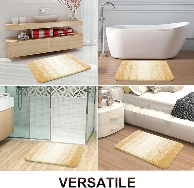 OLANLY Bathroom Rugs Mat 59x20, Extra Soft Absorbent Microfiber Bath Rug, Rubber Backing, Quick Dry, Machine Washable Bath Mats for Bathroom Floor, Tub and Shower, Home Decor Accessories, Light Yellow