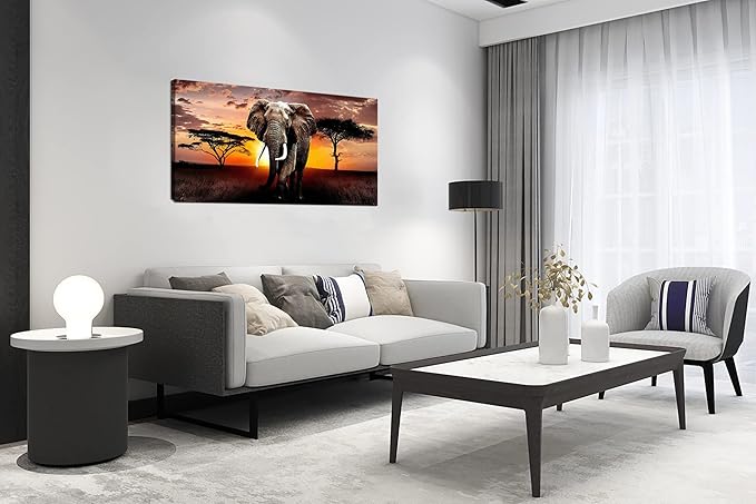 XXMWallArt FC3075 Canvas Wall Art Elephant Picture African Wild Animals Artwork Painting Print for Living Room Bedroom Kitchen Home and Office Wall Decor