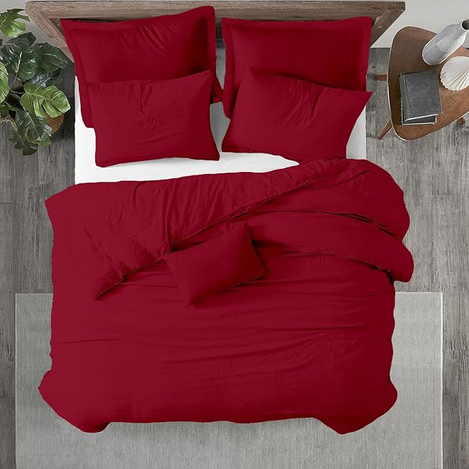 Kotton Culture 1 Pc Custom Size Duvet Cover Only -100% Egyptian Cotton Sateen 600 Thread Count Ultra Soft Premium Durable Comforter Cover Zipper Closure & Corner Ties (Red Burgundy, Custom)