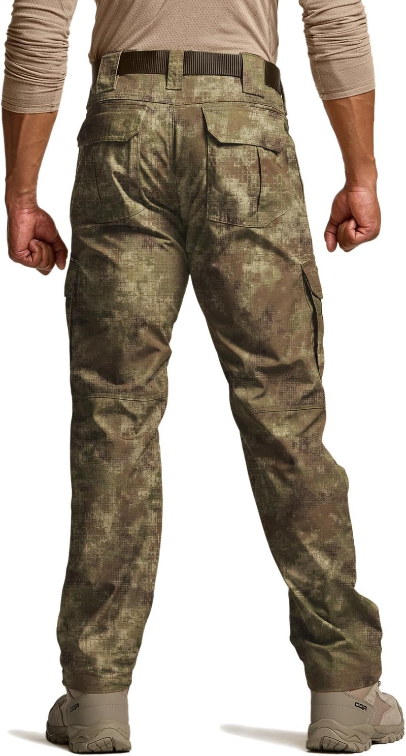 CQR Men's Tactical Pants, Water Resistant Ripstop Cargo Pants, Lightweight EDC Work Hiking Pants, Outdoor Apparel, Duratex Mag Pocket Print Fractal Camo, 40W x 34L