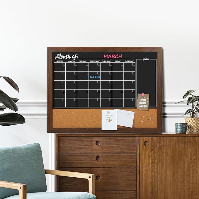 4 THOUGHT Chalkboard Calendar Corkboard Combo