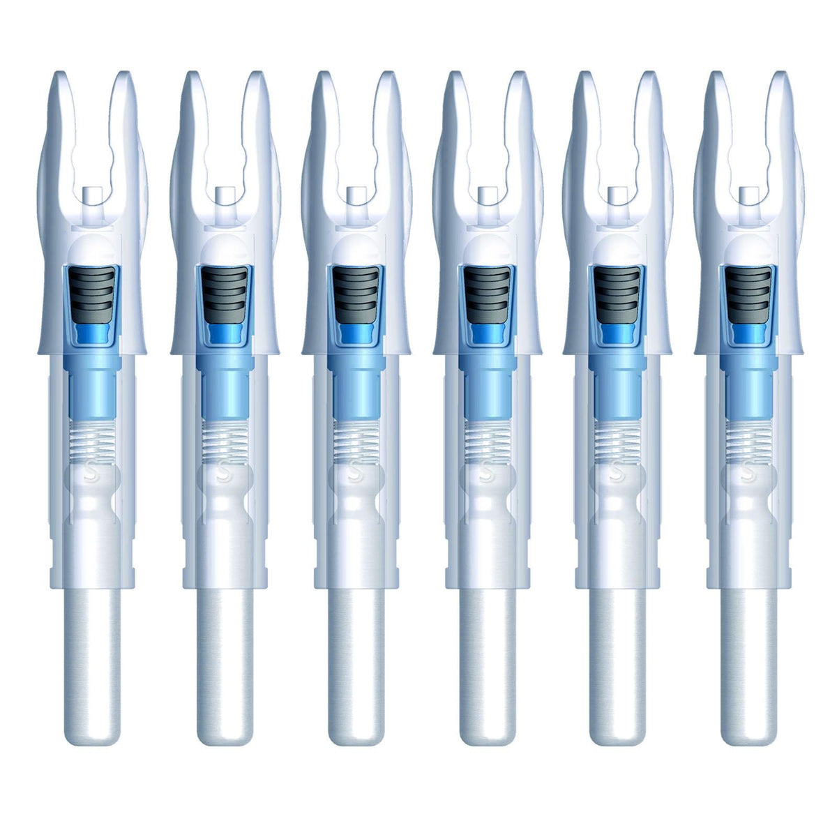 Linpeng 6PCS Lighted Nocks for Arrows with .165/ .204/ .233/ .244/ .246 Light Up Nocks with ON/Off Switch for Archery Hunting (Blue, GT/.246")