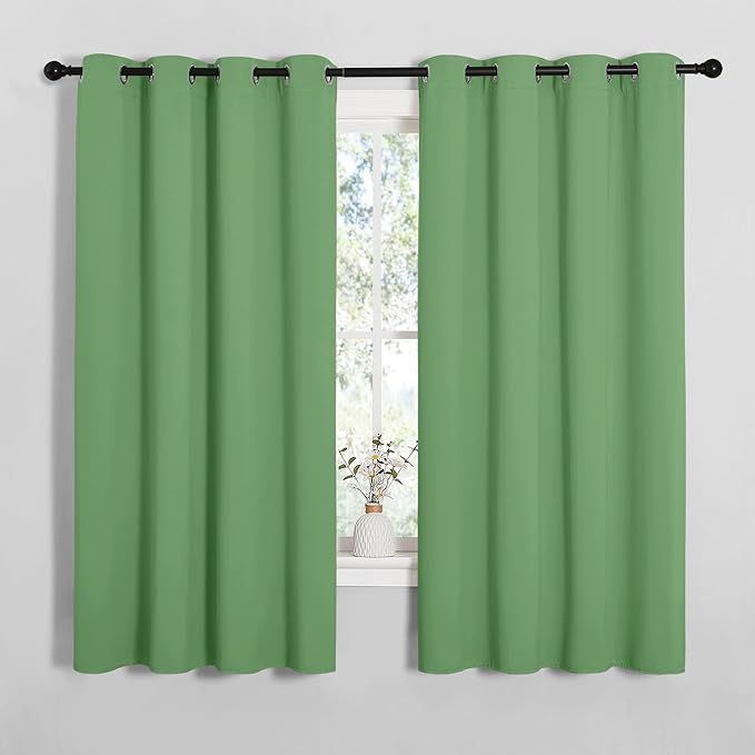 NICETOWN Froest Green Blackout Curtains 68 inches Length