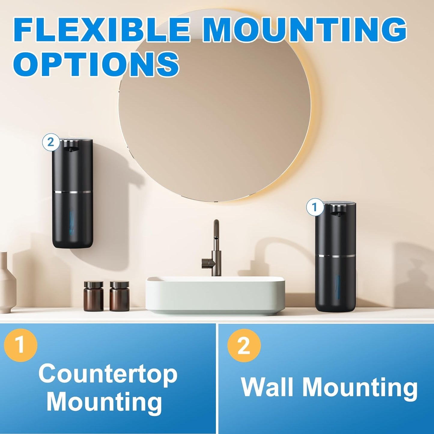 Automatic Foaming Soap Dispenser Foaming Hand Sanitizer Touchless 1200mAh Soap Dispenser Rechargeable with Sensor for Bathroom Kitchen