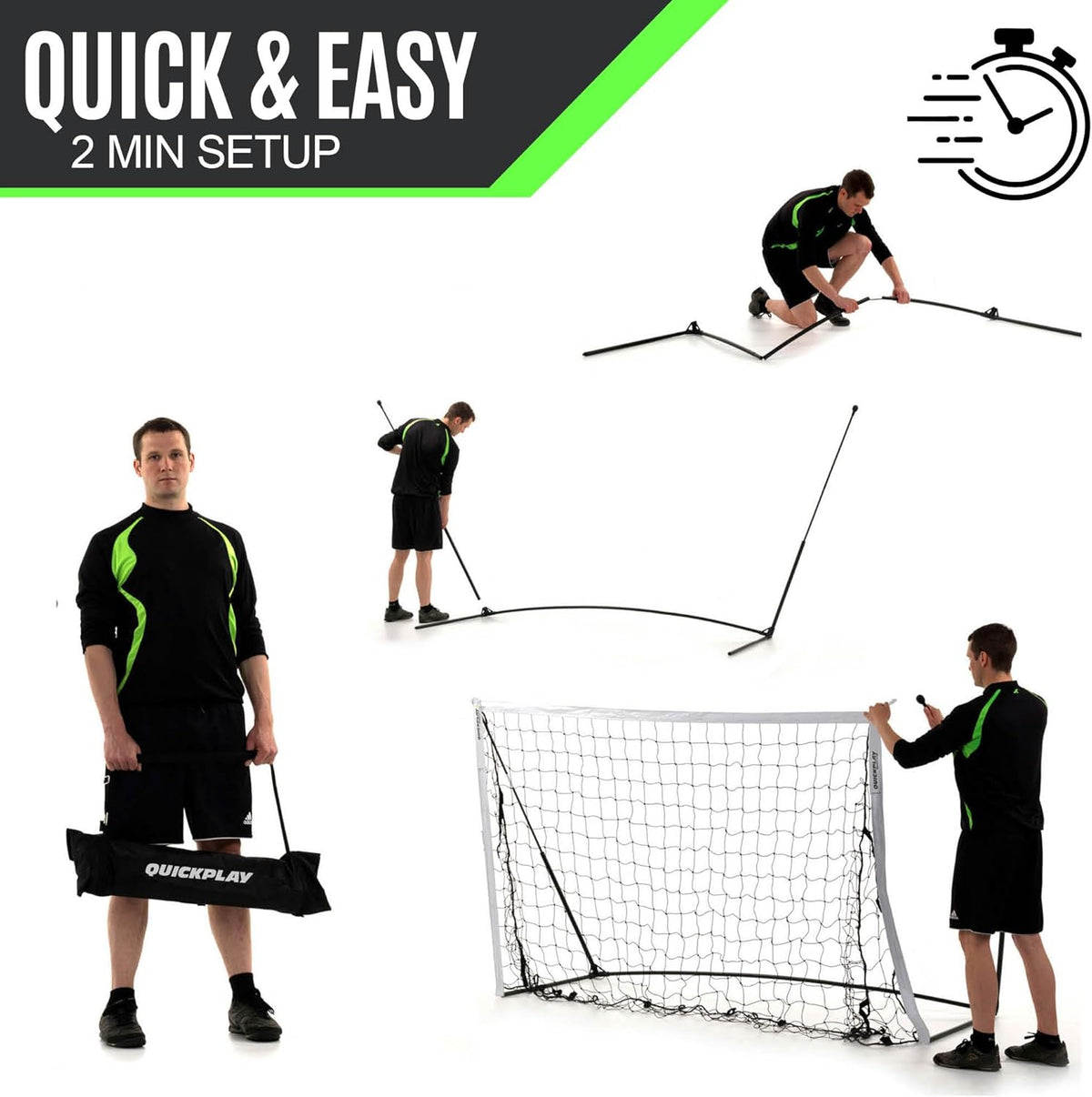 QUICKPLAY Kickster Soccer Goal - Ultra Portable Backyard Net | Quick Setup | Includes Carry Bag | 7 Sizes Available