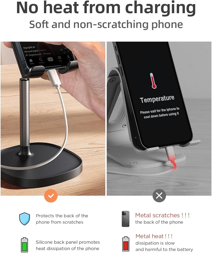 LISEN Cell Phone Stand Phone Holder for Desk Office Decor, Office Desk Accessories Gifts Women PC Gaming Essentials iPhone Stand Gadgets Men Fit OtterBox Case Switch iPad Air Tablet 4-10 in