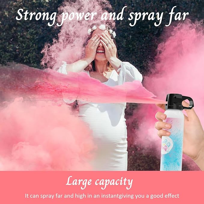 Gender Reveal Fire Extinguisher Color Blasters: 2 Pcs Pink Blaster Only for Baby Girl with Pink Smoke, Confetti Power Cannon for Gender Reveal Party