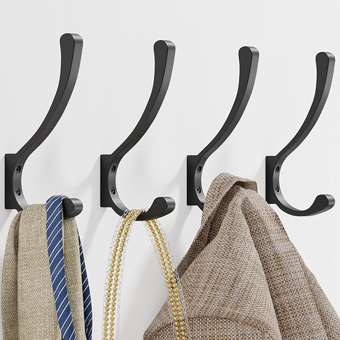 saffruff 8-Pack Wall Mount Coat Hooks, Heavy Duty Metal Hooks