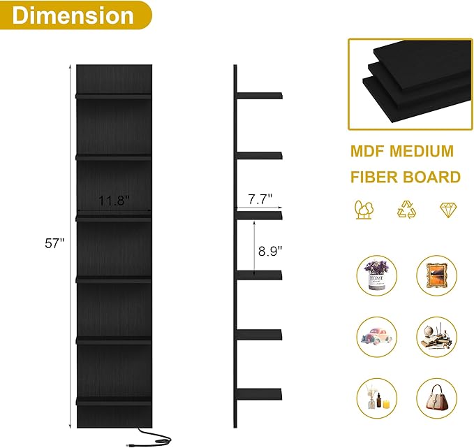 Qupui 6 Tier Wall Shelf Unit