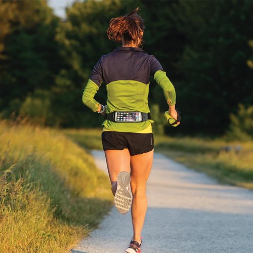 Amphipod SmartView Waistpack, Touch-Screen Phone Compatible Storage for Running, Jogging & Walking, Men & Women - Pink - XL