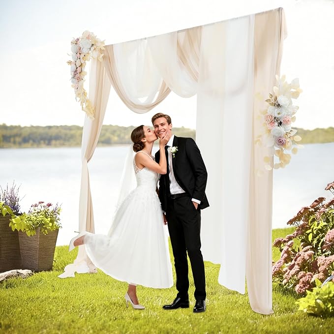Artificial Wedding Arch Flowers Kit (Pack of 5),2pcs Artificial Hanging Flower Arch Decor,for Wedding Ceremony Arbor Reception Backdrop Rose Floral Party Outdoor Decoration White Champagne