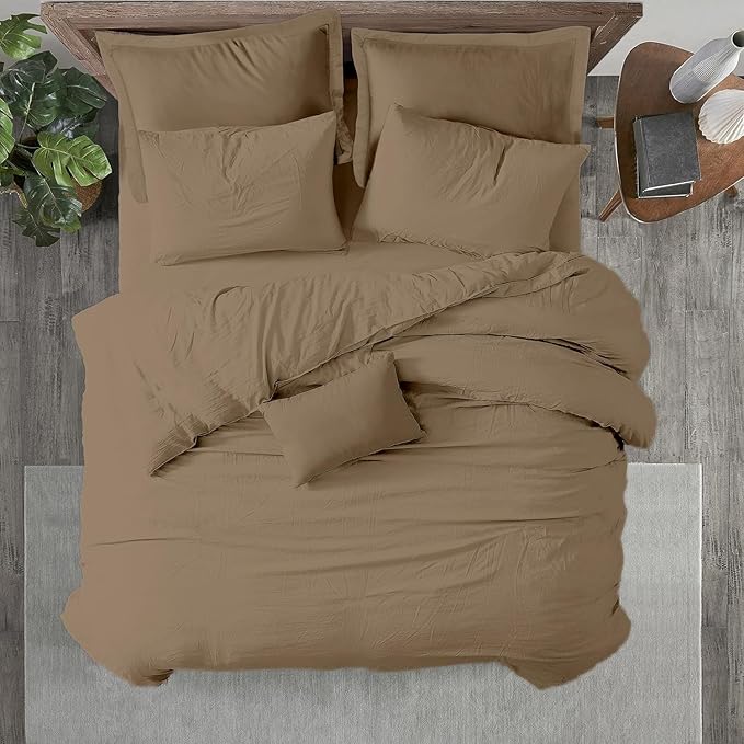 Kotton Culture 120"x120" 1 Pc Super King Plus/Super Oversize King Duvet Cover Only 100% Egyptian Cotton - 600 TC Comforter Cover, Zipper Closure & Corner Ties - Fits Only Extra Large Inserts - Taupe