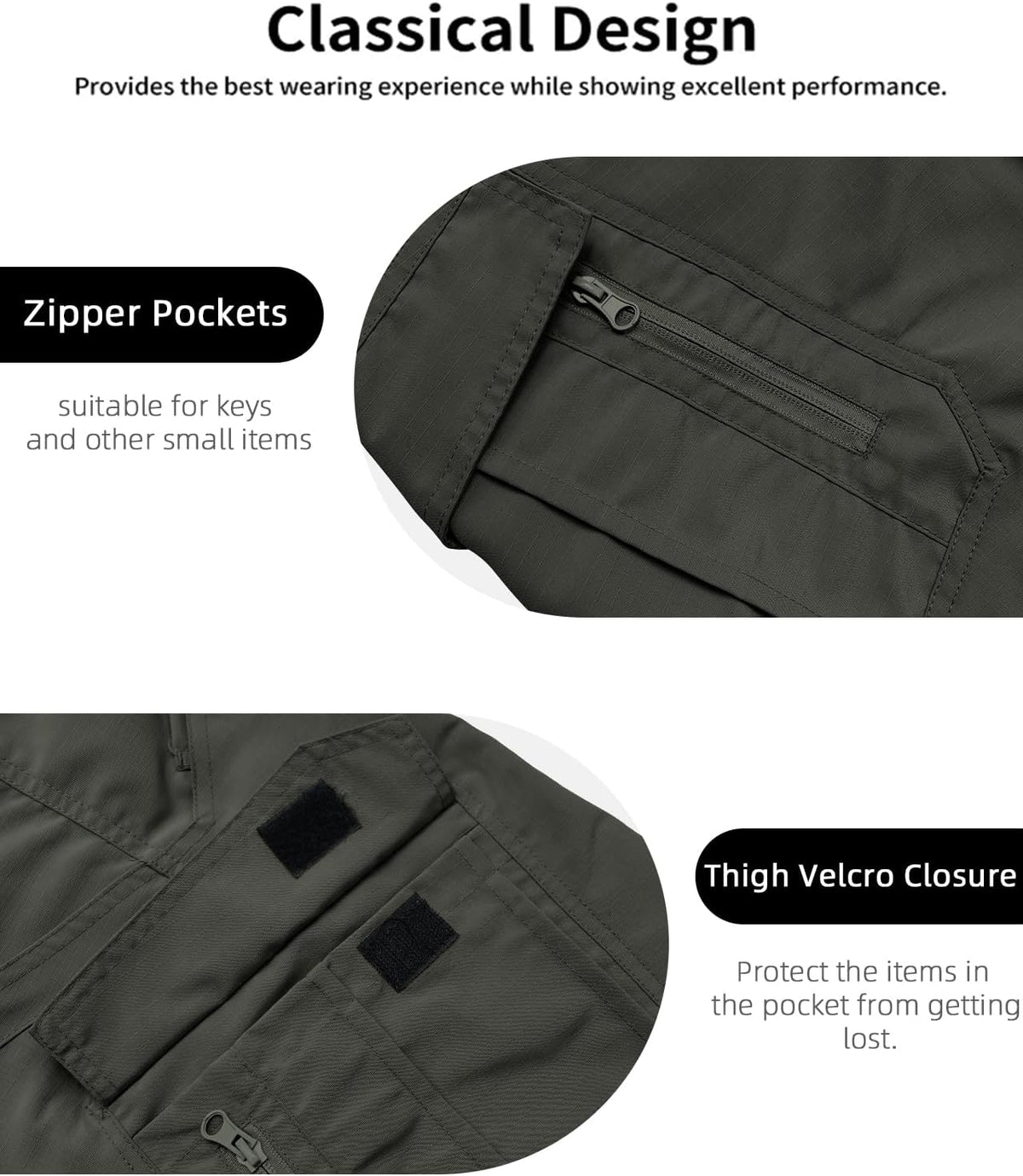 Whox Men's Tactical Cargo Shorts - Waterproof Hiking Shorts with 6 Pockets | Casual Work & Fishing Wear