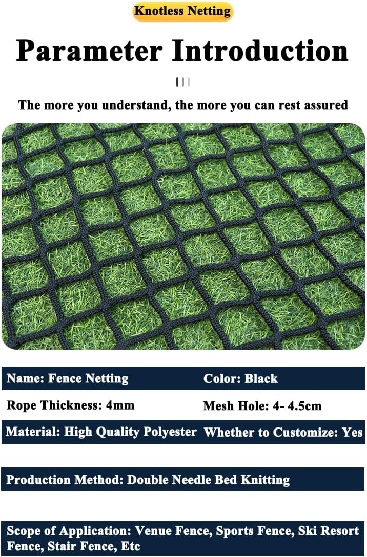 Skiennix Black Safety Rope Net - Knotless Protective Netting for Kids | 0.5M x 2M (1.64FT x 6.56FT)