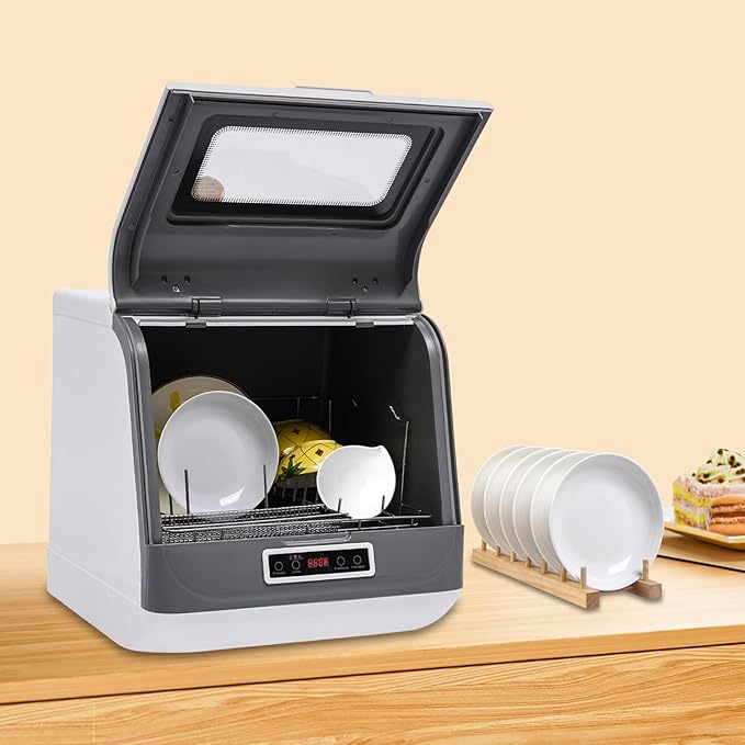 Portable Dishwasher,800W Countertop Stainless Steel Mini Dishwasher With 3 Washing Programs,110v Multi-Functional Large Capacity Dishwasher For Apartments,Dorms, Kitchens,Campers/Rvs