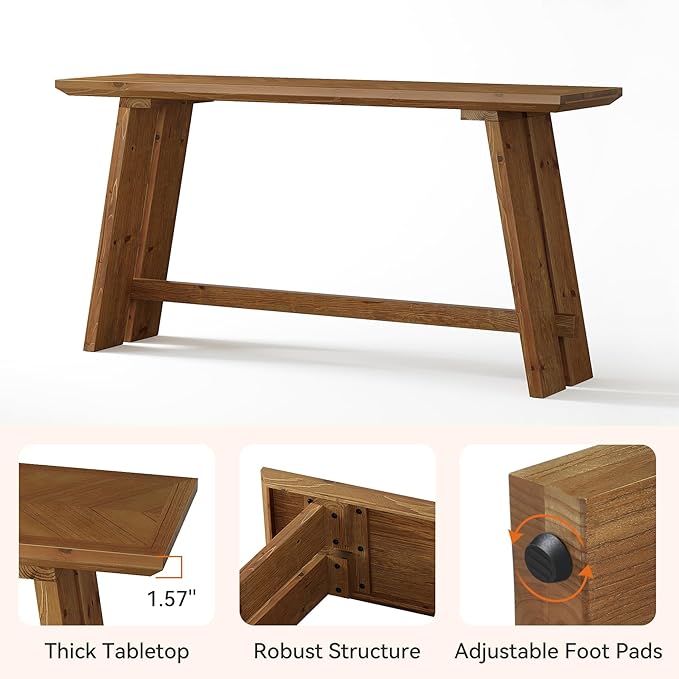 Tribesigns 63-Inch Solid Wood Console Table for Entryway, Narrow Long Sofa Table Behind Couch with Parquet Tabletop for Living Room, Entrance, Hallway, Foyer