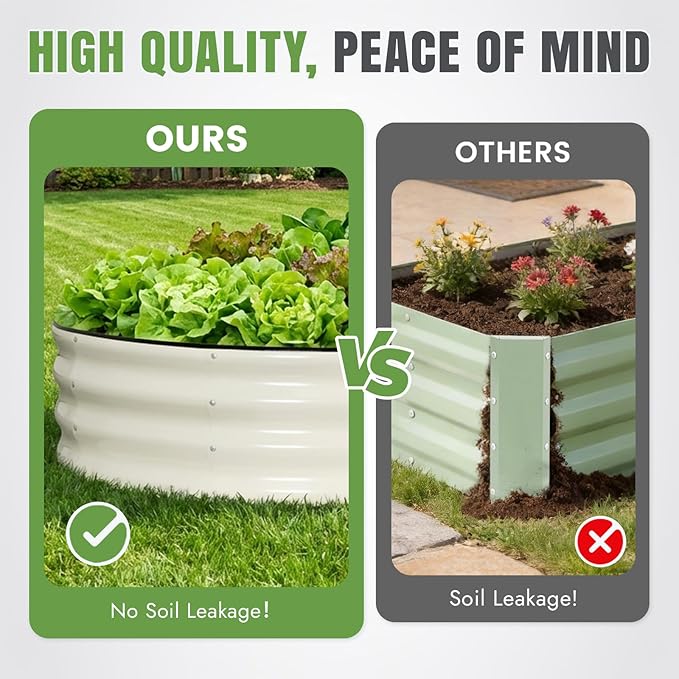 INNO STAGE Galvanized Raised Garden Bed, 12x4x1FT Oval Metal Raised Garden Beds for Vegetables, Rust-Resistant & Easy Assembly, Outdoor Planter Box for Gardening, Flowers, Herbs (White)